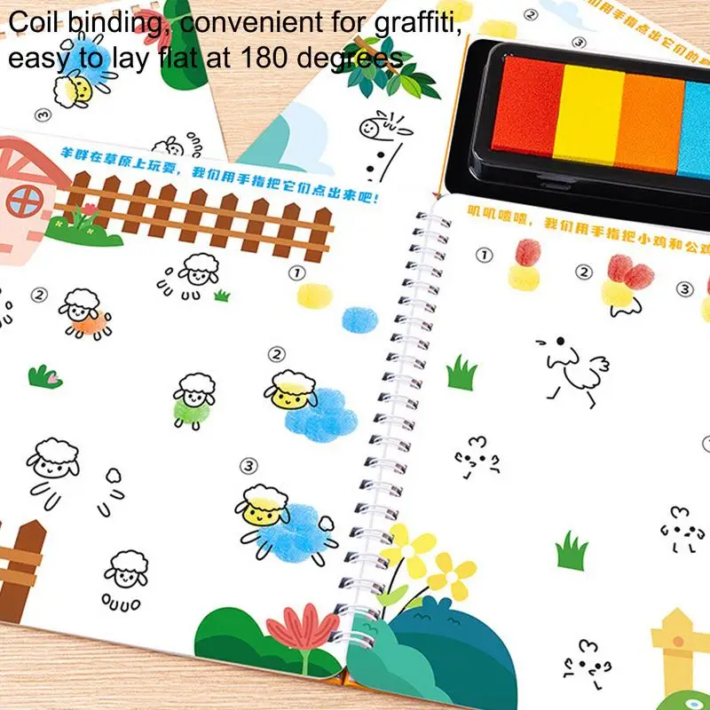 Fingerprint Drawing Book For Kids Fingerprint Painting Activity Set Children's Graffiti Coloring Book Ink Pad Painting Pigment