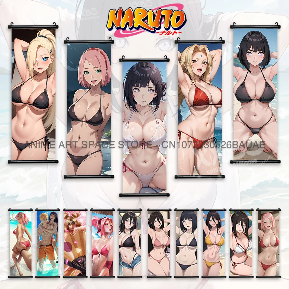 Naruto Hanging Painting Girl Haruno Sakura Poster Sexy Hyuga Hinata Scroll Picture Wall Art Temari Home Decor Yamanaka Ino Mural