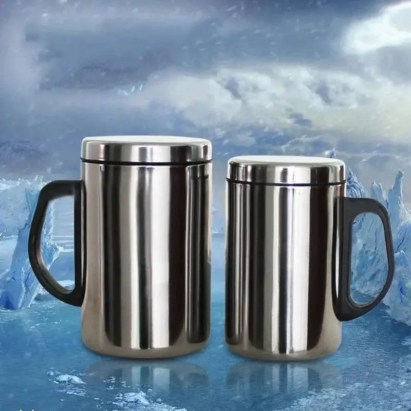 350/500ml Double Wall Anti Scalding Coffee Mug Insulated Portable Stainless Drink Cup Drinking Steel Polishing Beer Tea Juice