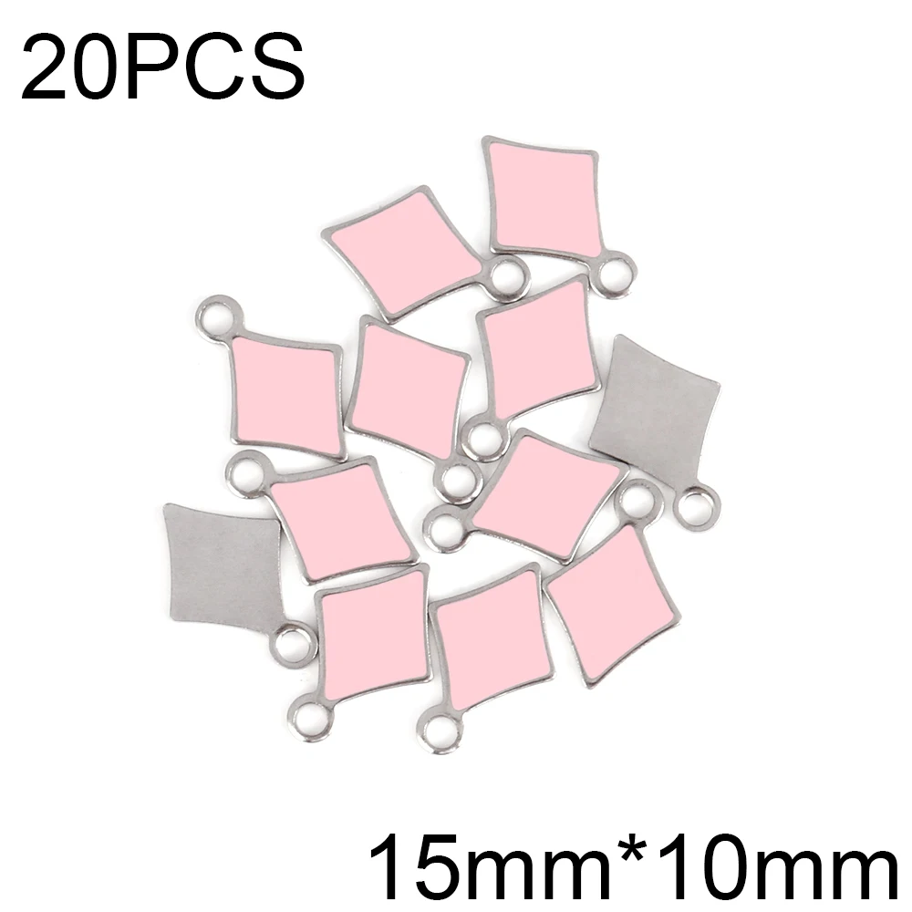 20pcs/lot No Fade Stainless Steel Enamel Charms Bulk Geometry Square Charm Jewelry Making Supplies DIY Earrings Making Materials