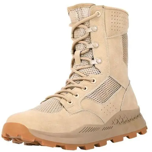 Summer Sand Color Combat Men's Wear-Resistant Training High-Top Ultra-Light Breathable Shock Absorption Outdoor Hiking Boots