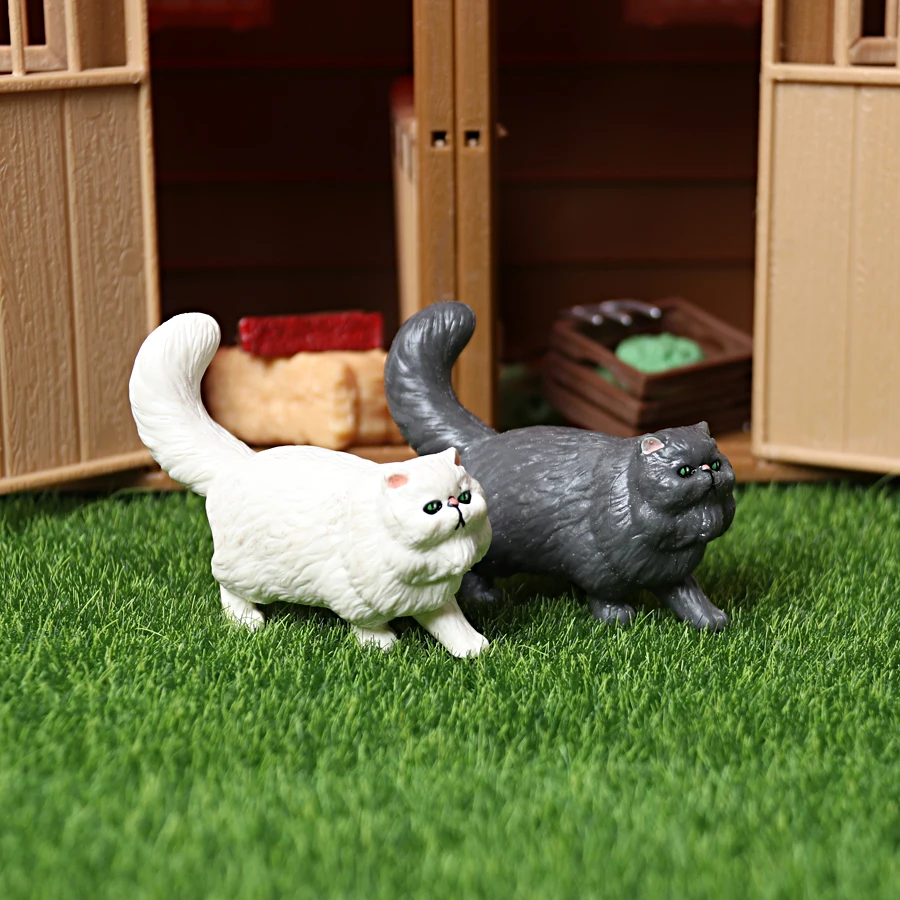 Figura realista de gato persa, gatito, modelo Animal, decoración bonita para el hogar, colección de decoración de jardín de hadas en miniatura, juguete para regalo para niños