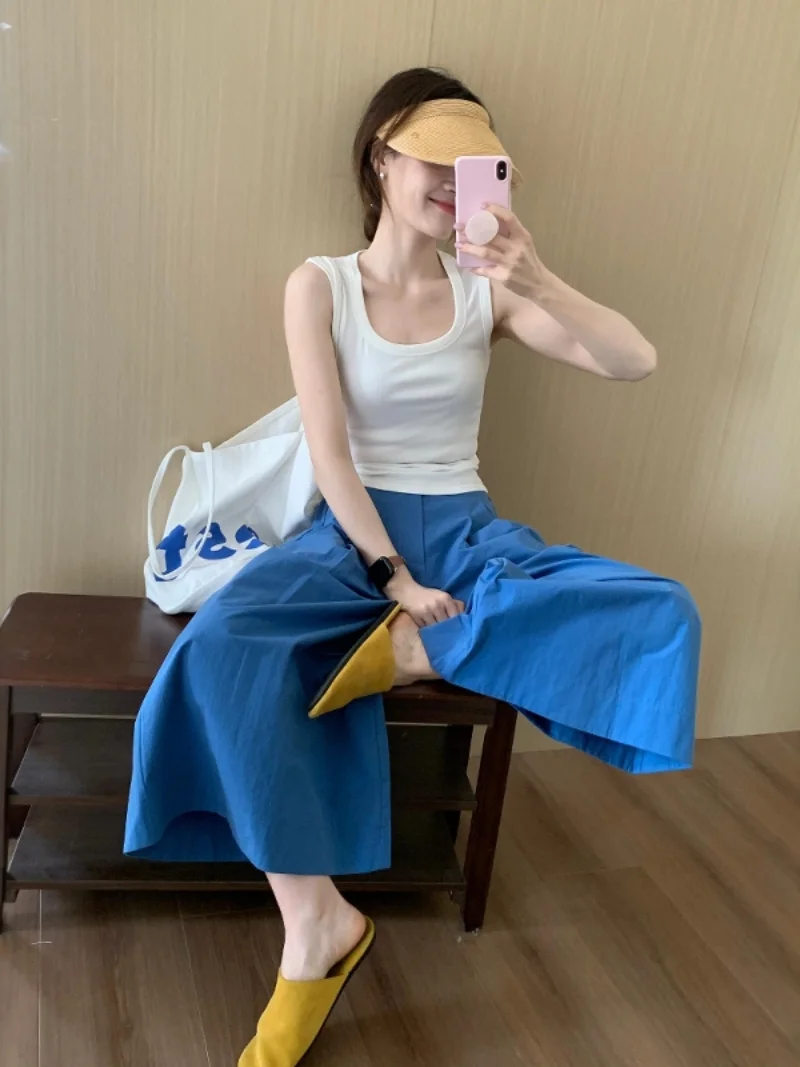 Women's 95 Cotton Tank Top Summer Spring Autumn Sleeveless Base Layer Clothing Slim Fit Cover up Inner Wear Outer Wear
