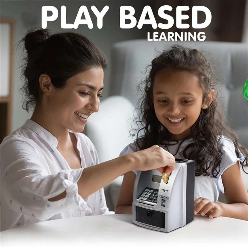 AEF7-Smart ATM Piggy Bank For Money Mini Banknote Money Boxes Voice ATM Machine To Teach Children Money Management