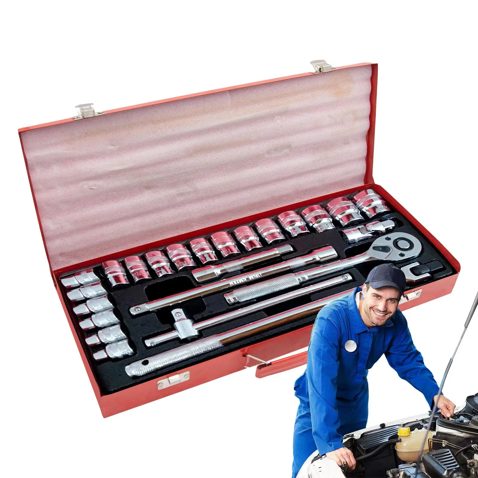

Car Repair Tool Kit 24Piece Vehicle Tool Kit Professional Wrench Portable Tire Repair Equipment For Motorcycle Truck Bike Boat