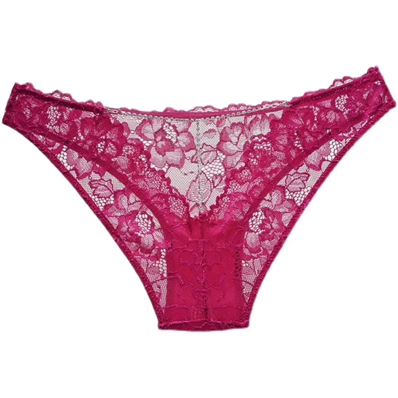 SP&CITY French Diamond Lace Sexy Hollow Out Panties Thongs Women’s Transparent Underwear Temptation See Through Seamless Briefs