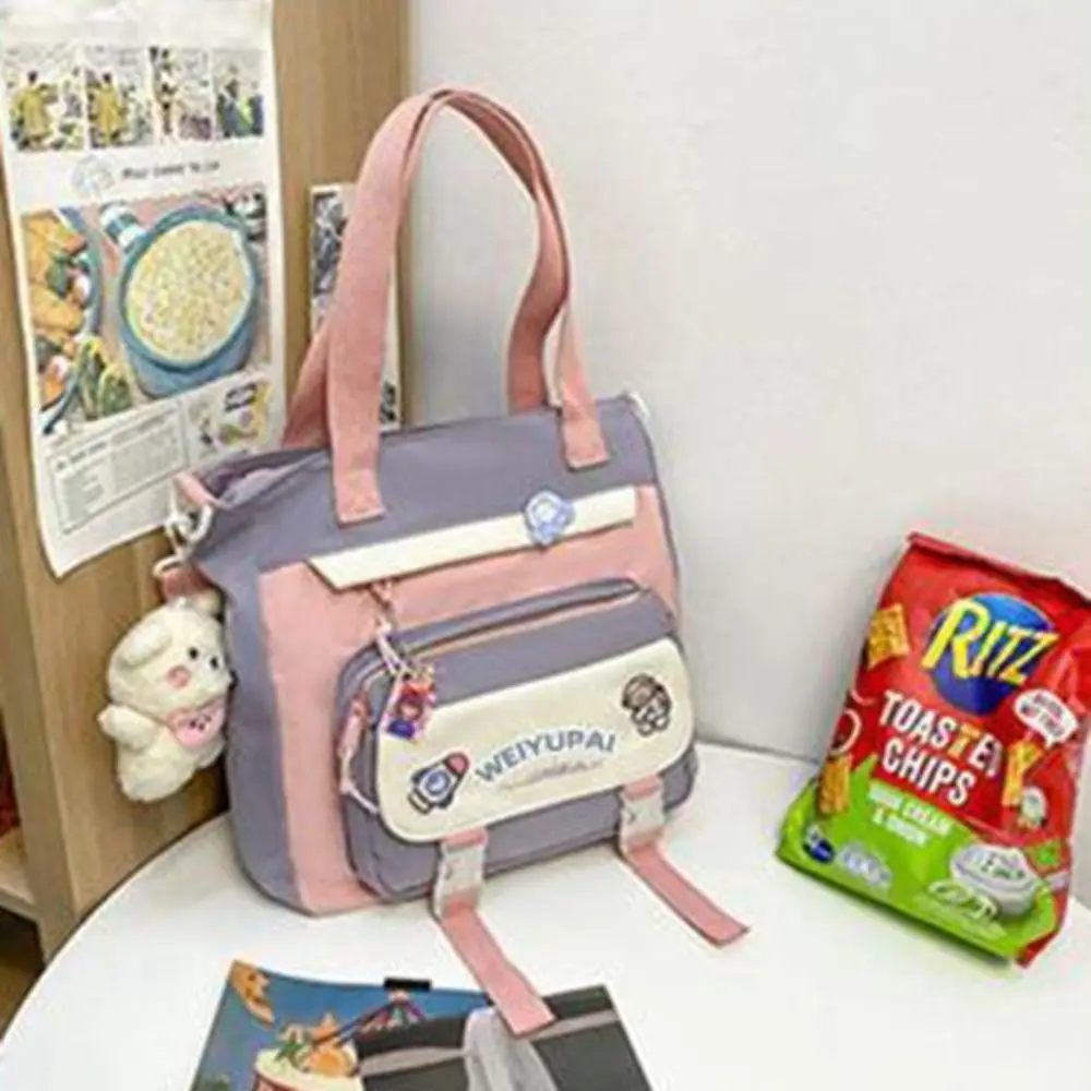 Ins Students School Bags Multi Pockets Large Capacity Girls Shoulder Bags Cartoon Candy Color High School Backpacks Student