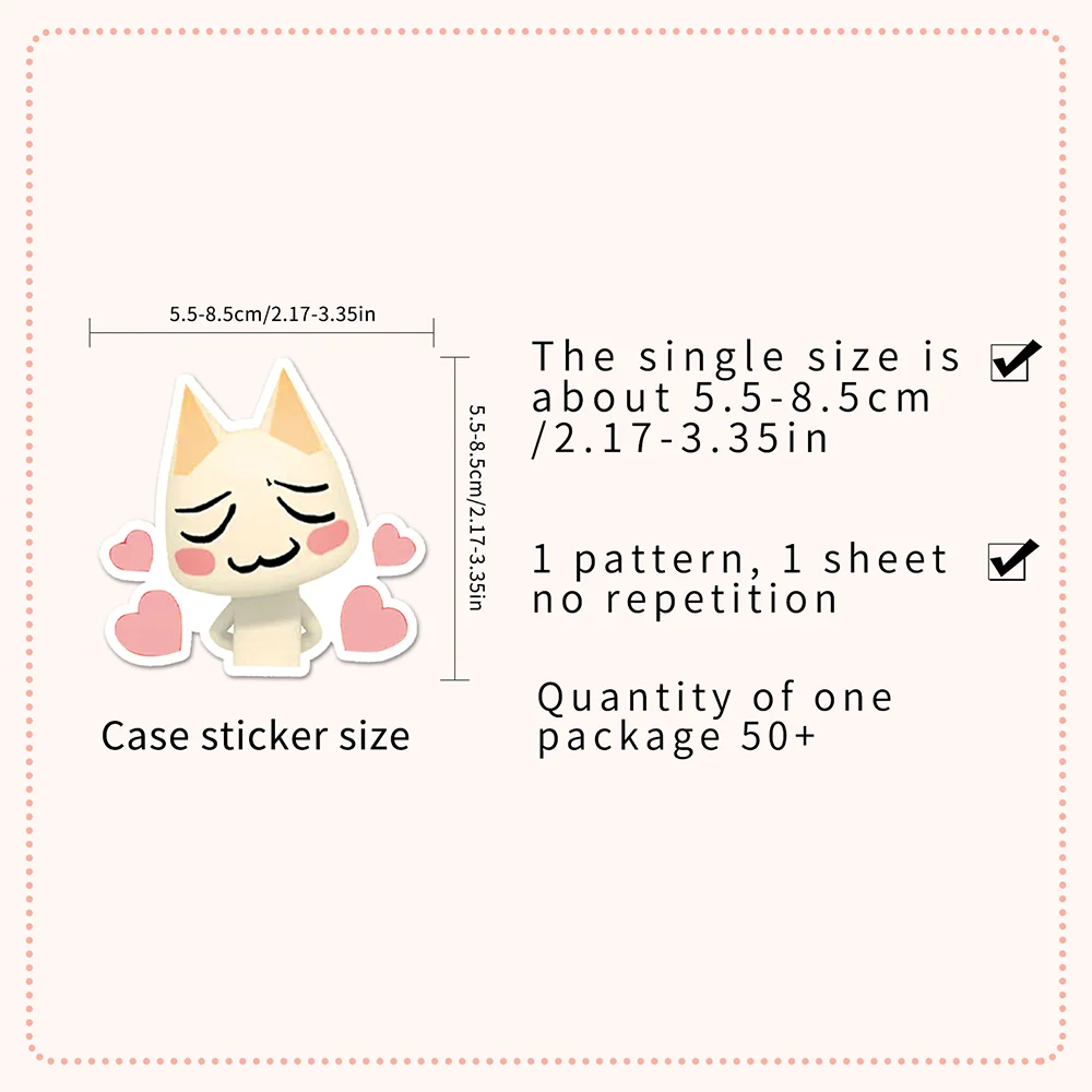 50pcs Cartoon Cute Toro Cat Stickers PVC Material Personalized DIY Phone Notebook Scrapbook Waterproof Children's Toy Stickers.