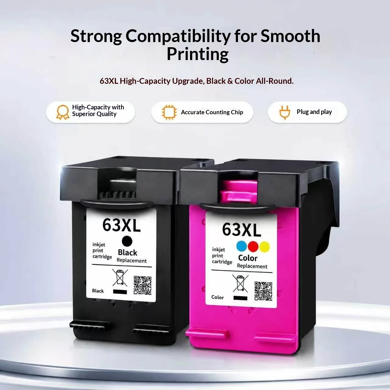 

Compatible with Hp 2130, 2131, 3630, 3632, 3830, 4520, 4522, And 4524 Ink Cartridges (63xl Cartridges for Both Color and Black)