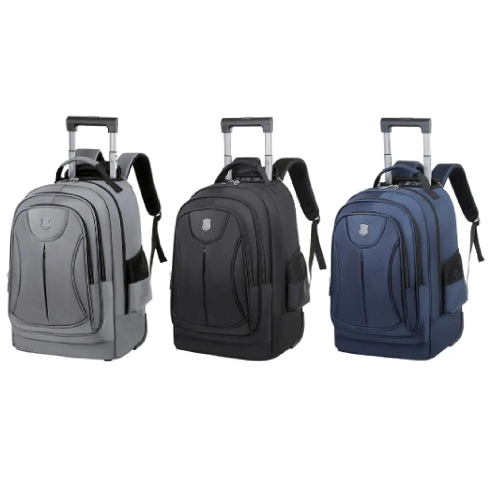 

Oxford Cloth Rolling Laptop Briefcase Water Resistant Wheeled Travel Backpack for Unisex Adults