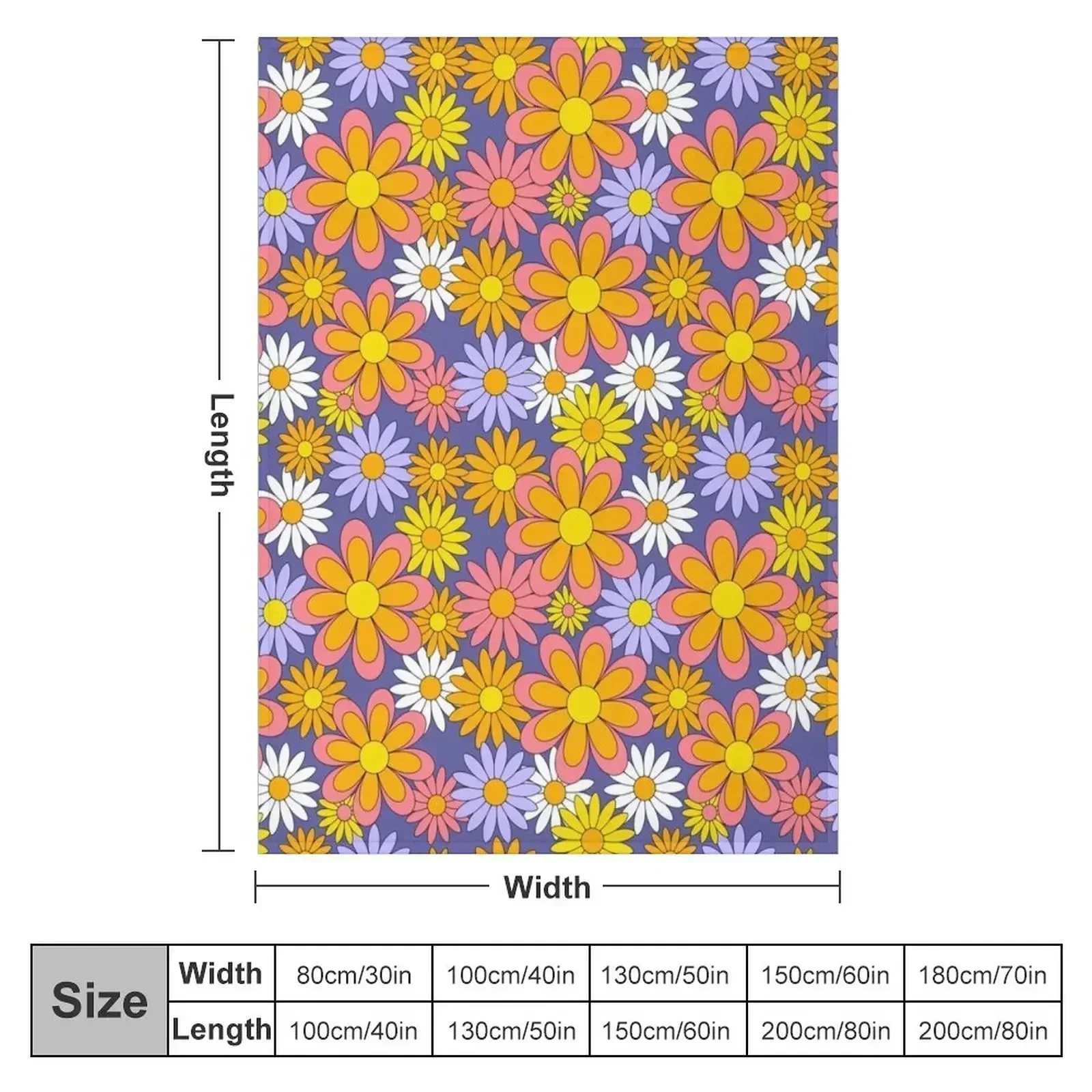 70s Flower Power Purple Orange Yellow Retro Daisy Throw Blanket Thermals For Travel Giant Sofa Hairys Blankets