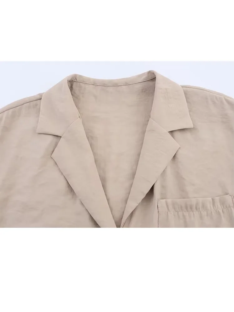 HH-pantalones cortos holgados de verano para mujer, traje de un solo pecho con cuello en V, camisas de manga corta con bolsillos + Mini pantalones cortos con cintura elástica