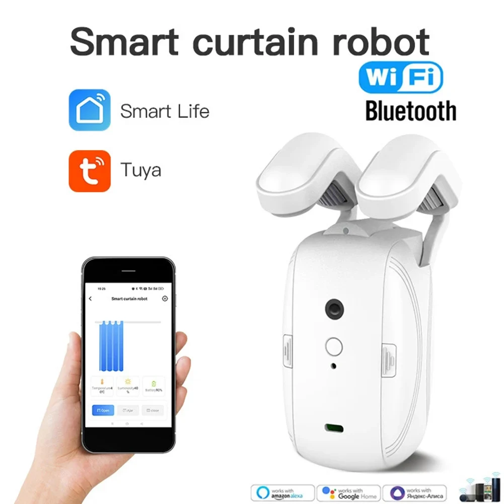 Bluetooth-compatible/Wi-Fi Smart Curtains Robot USB Charging Curtains Moving Control For Living Alone Elderly