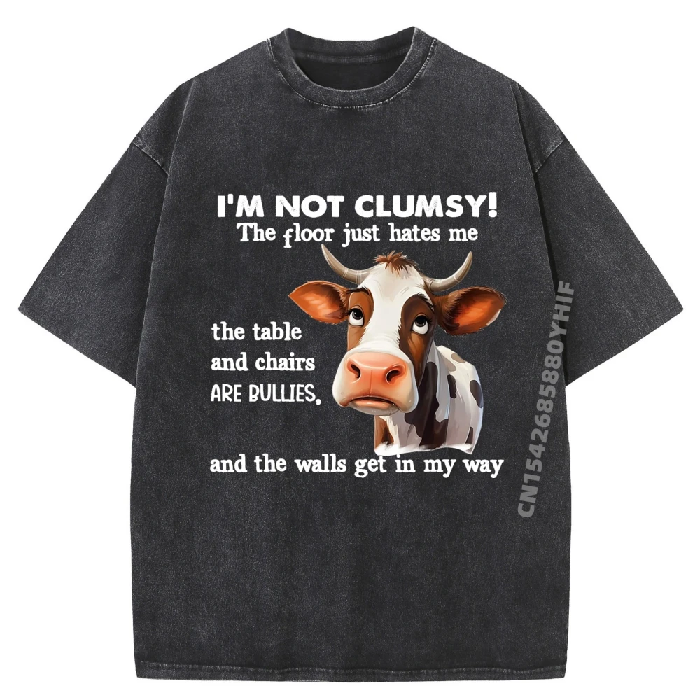 

Cow I'm Not Clumsy The Floor Just Hates Me The Table Streetwear Men New In Tops And T-Shirts EU SIZE Washed Shirt