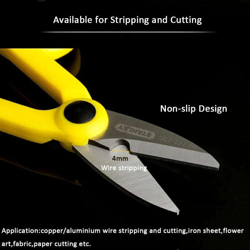 Stanley 1-pcs professional multi-purpose electrician scissors stripping wire cutting Tools fabric metal sheet stainless steel