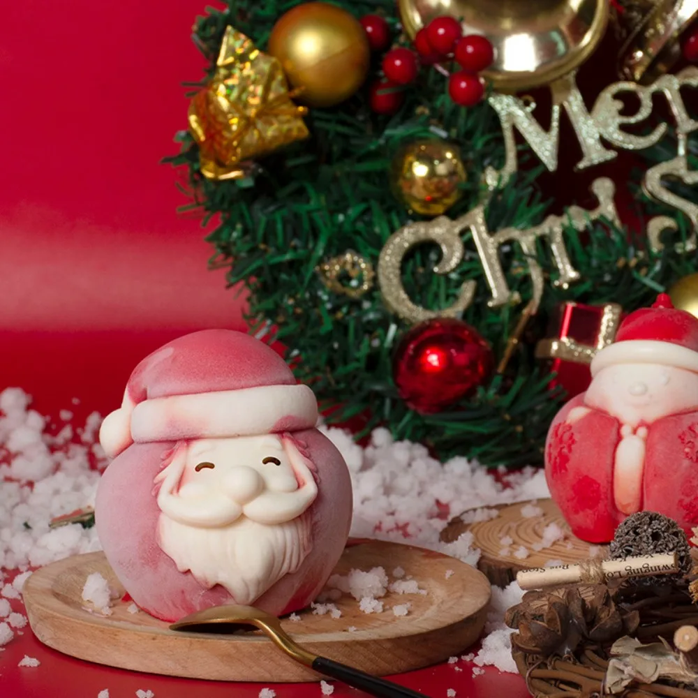 Christmas Apple Snowman Candle Silicone Molds Santa Claus Gypsum Doll Moulds Beard Human Face Funny Chocolate Gifts Party Decor