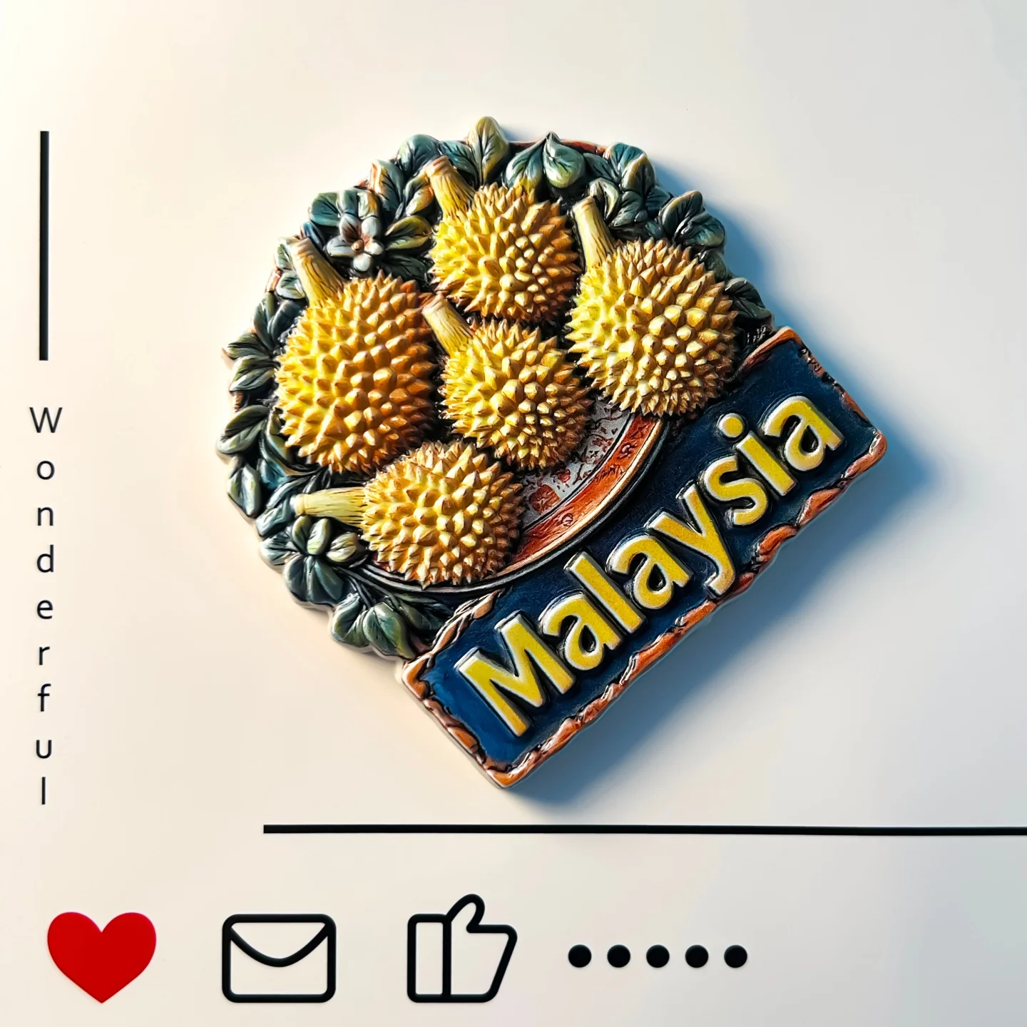 Malaysia, one of the iconic fruits, creative souvenir, durian shape, refrigerator sticker