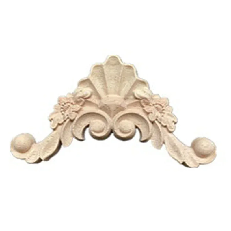 14cm Wood Carved Decal Corner Onlay Applique Vintage Unpainted Frame for Home Furniture Wall Cabinet Door Decor Crafts