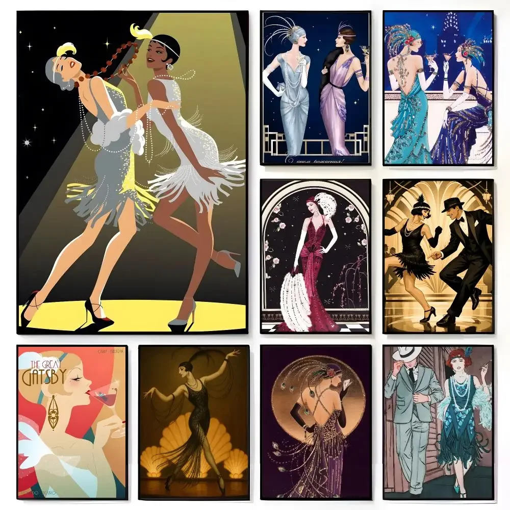 Vintage Flapper Theme Poster American Film Mural Home Childrens Room Wall Decor Print