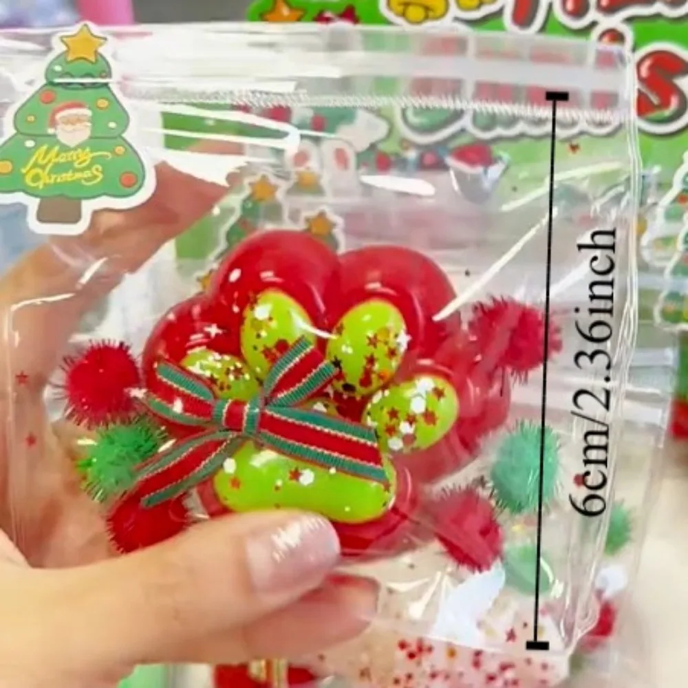 Pétrissage noël chat patte presser jouets rebond lent Silicone dessin animé beignet jouet bonhomme de neige 3D arbre de noël pincement jouet enfants