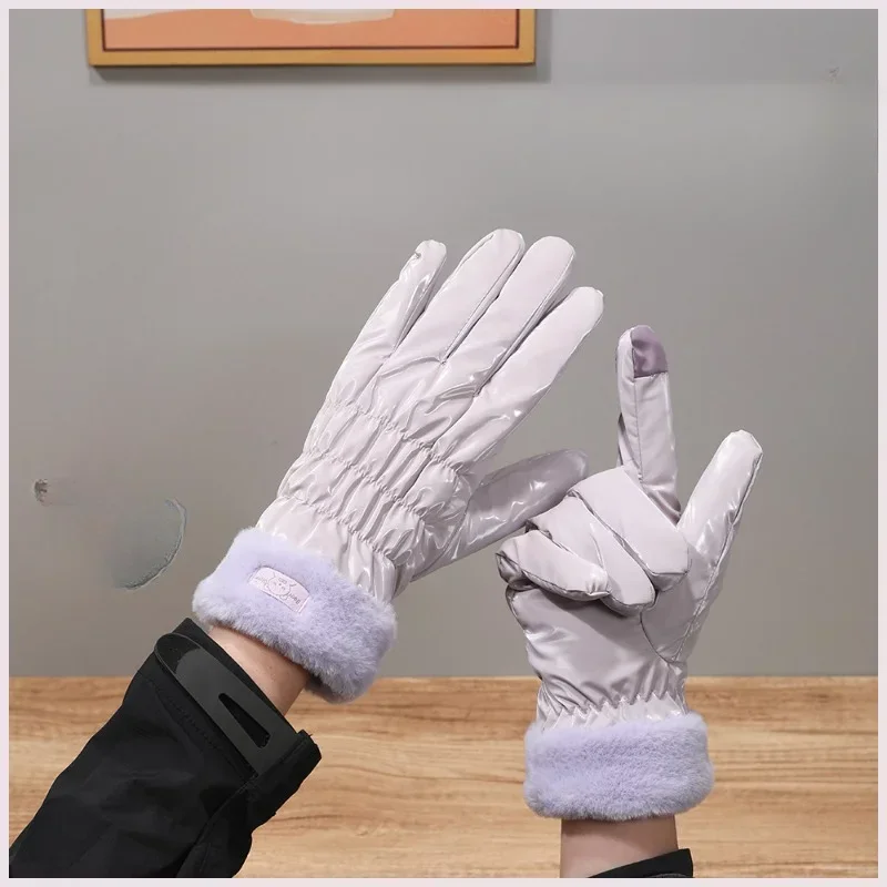 女性の冬の屋外手袋フリース肥厚暖かいサイクリング登山スキー防風性と耐寒性豪華な綿の手袋