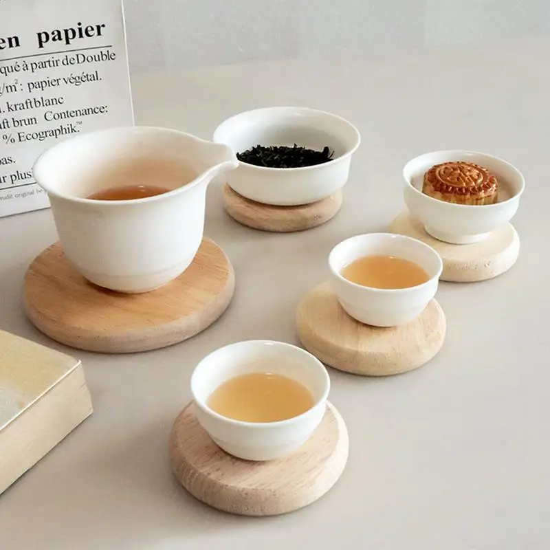 Posavasos de madera duraderos y resistentes al calor, taza de té y café, cuenco redondo, tapete de tetera, vajilla, suministros de decoración del hogar, posavasos DIY