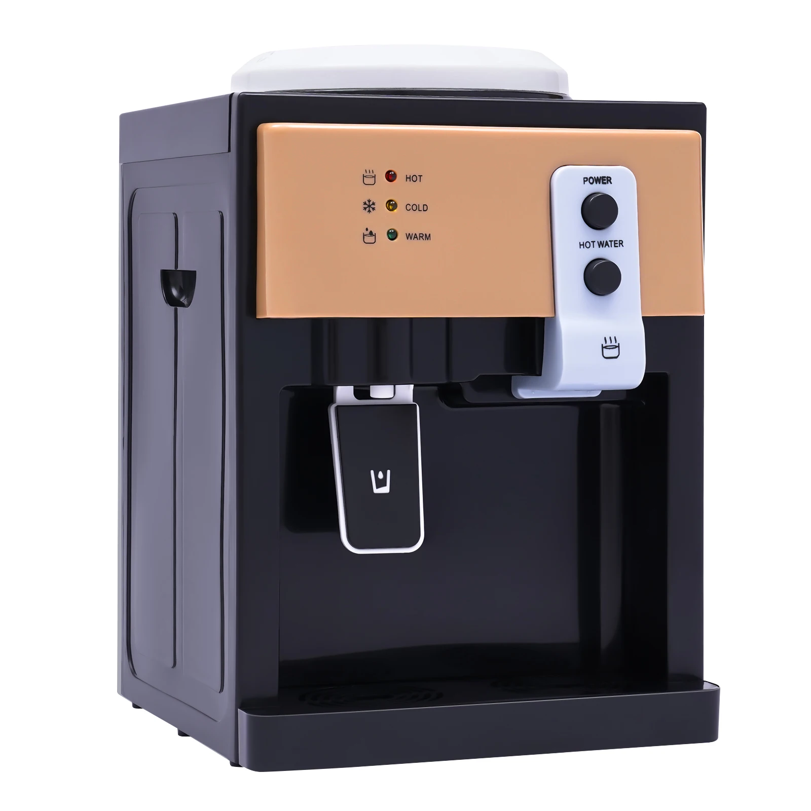 Elektrische warm- en koudwaterkoelerdispenser Veelzijdige desktop-waterdispenser met bovenlader voor thuiskantoor (110V US / 220V EU)