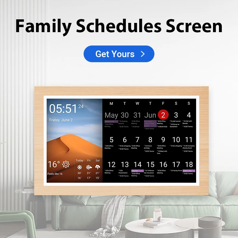 Smart Calendar, Digital Planner Screen, Family Calendar Clock, 15.6