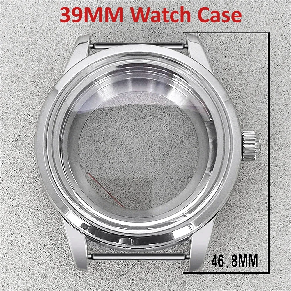 39MM Watch Case Modified Part Transparent Bottom Stainless Steel Cases for Nh35/Nh36/4R/7S Movement Diy Parts