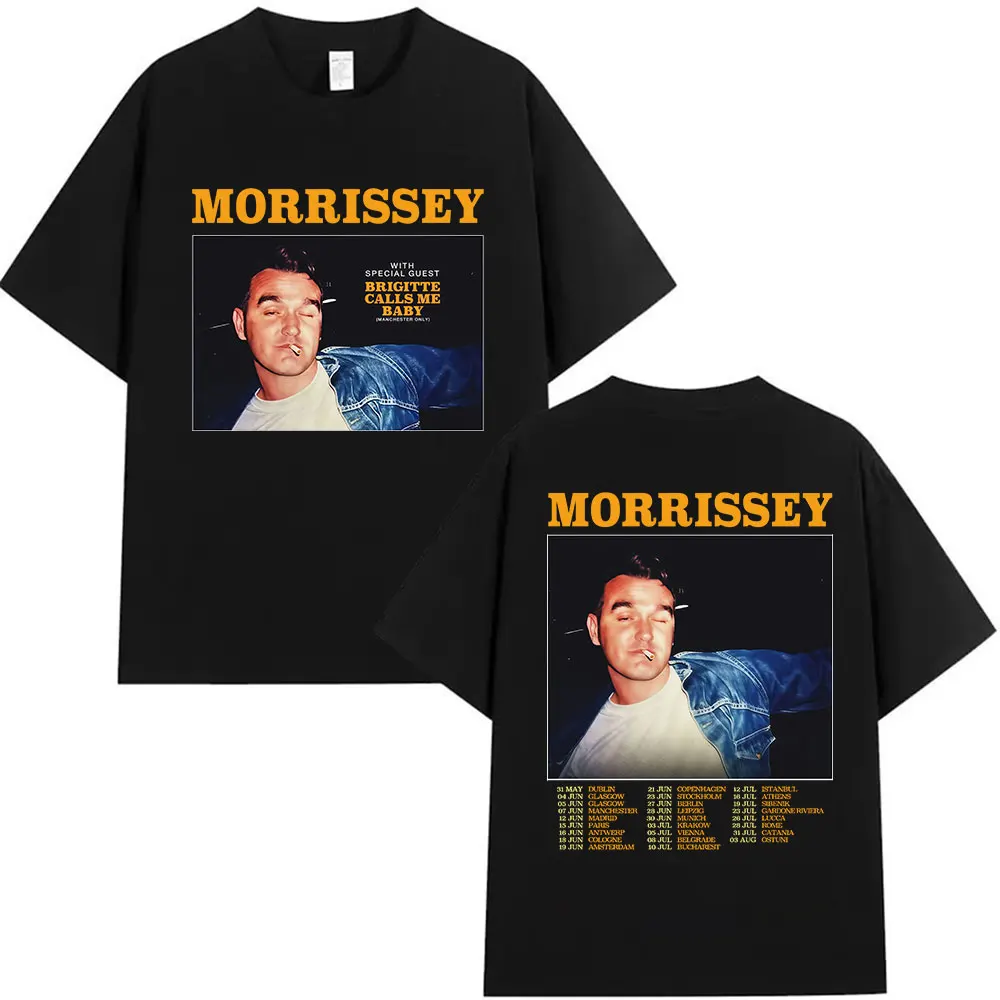 تي شيرت Morrissey Bricitte Calls Me Baby Tour 2025 تي شيرت جرافيك للرجال ملابس هيب هوب فضفاضة كبيرة الحجم من القطن تي شيرت صيفي