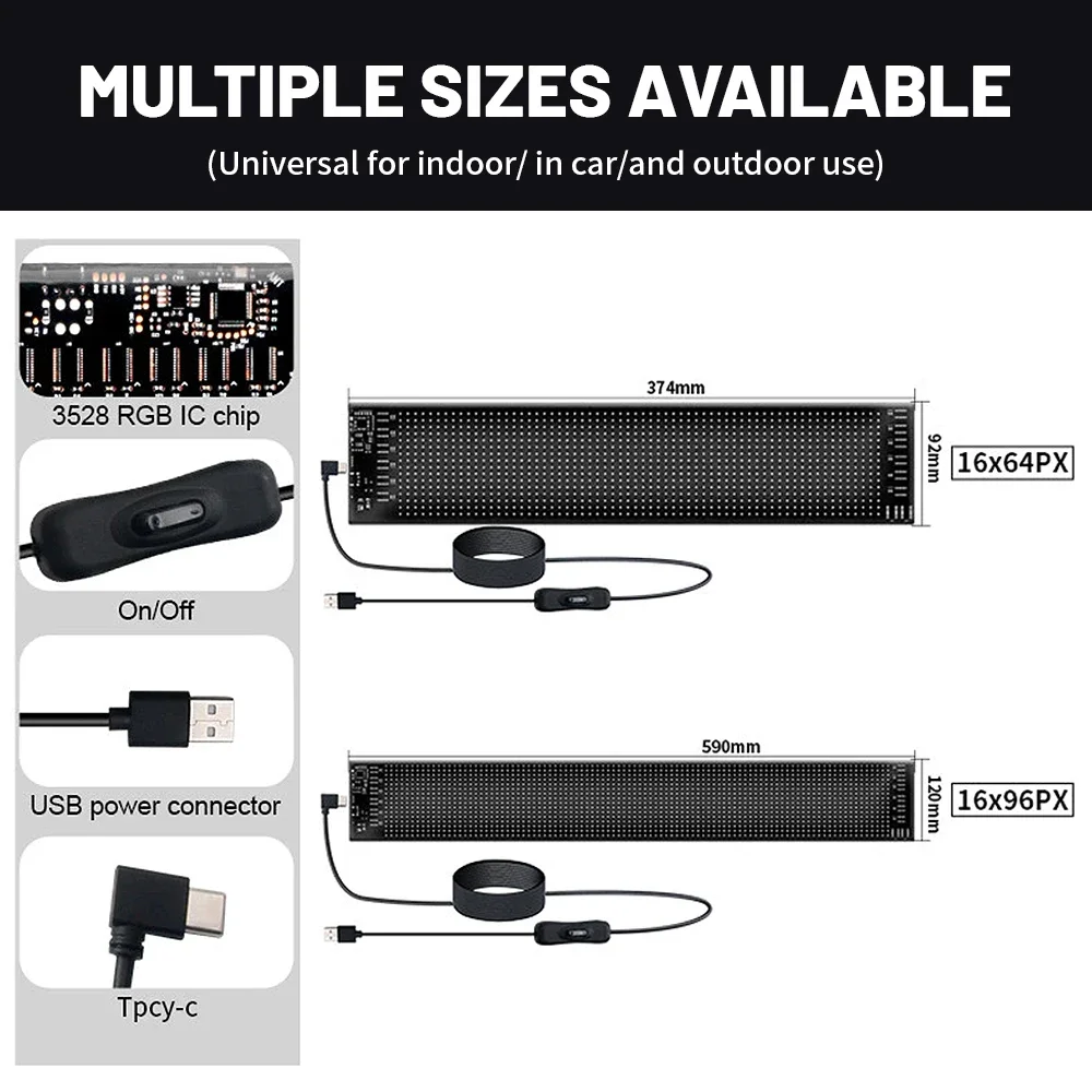 HLApp Control Scrolling Advertising LED Sign Led Eyes for Truck USB Custom Text Pattern Programmable Display Truck Car Devil Eye