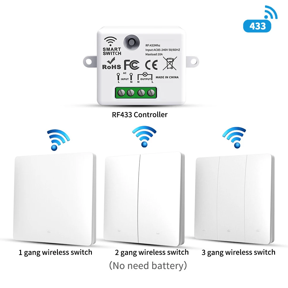Commutateur de télécommande RF433 auto-alimenté, interrupteur d'énergie cinétique peut être librement attaché, interrupteur d'escalier transfrontalier multi-on mul