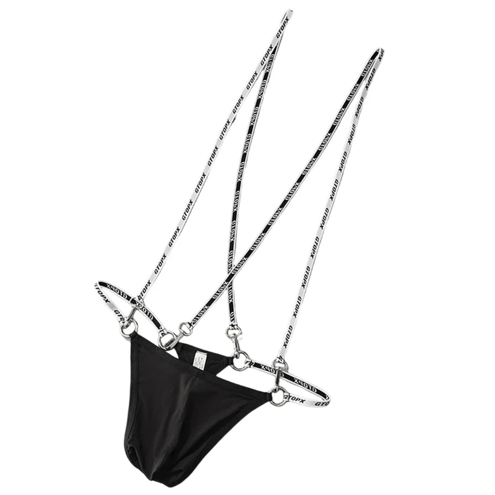 Men Sexy Hot Bodysuit Thongs Briefs Breathable Pouch Metal Buckle Underwear Lingerie Elastic Man G-string T-panties