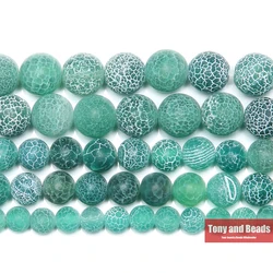 Natural Stone Frost Crab Green Agate Round Loose Beads 6 8 10 12MM Pick Size For Jewelry Making