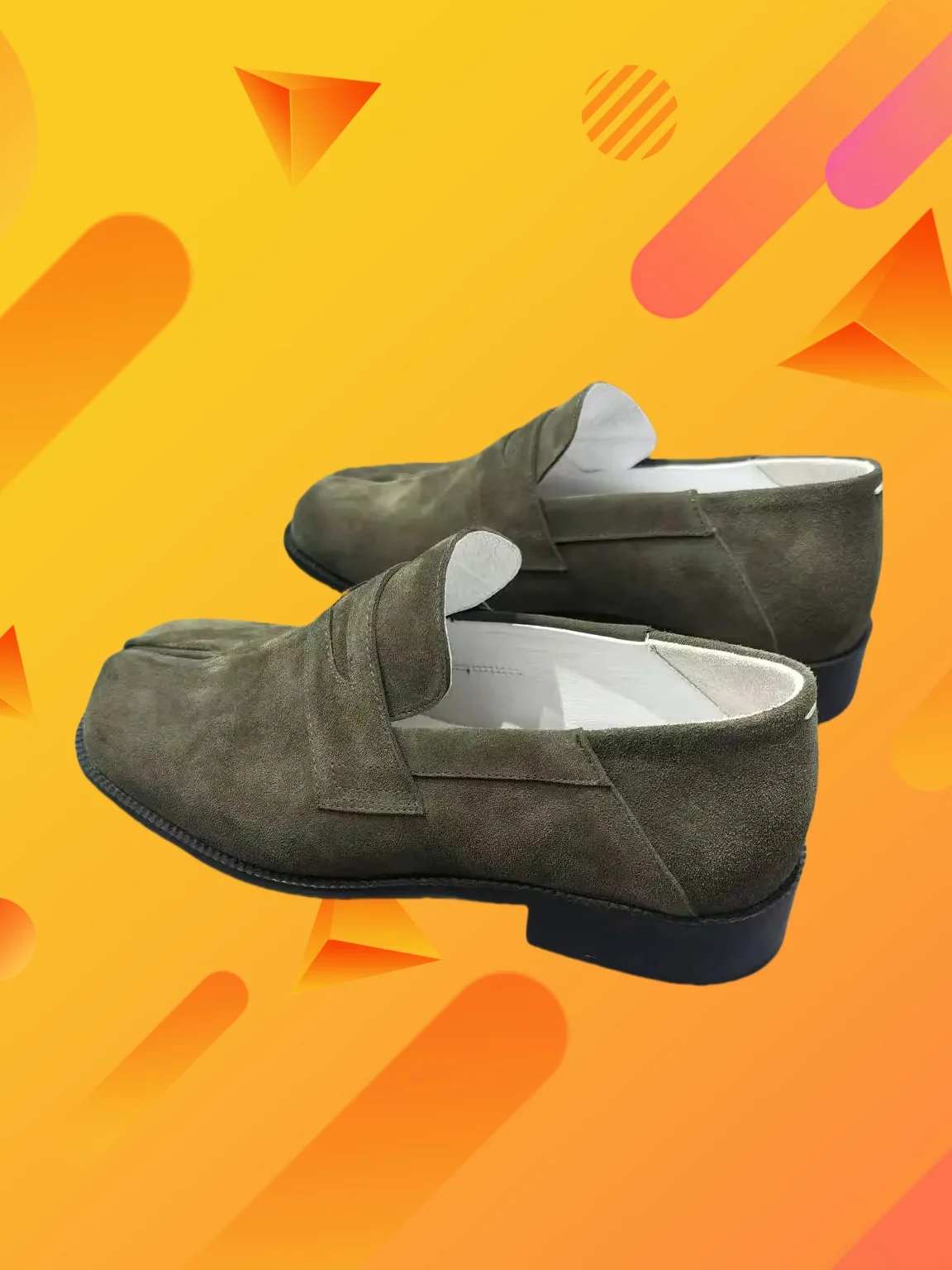 Spring 2025 New Green Suede Split Toe Men Flat Shoes Slip-On Comfortable Banquet Male Dress Casual Shoe Large Size Men's Shoes