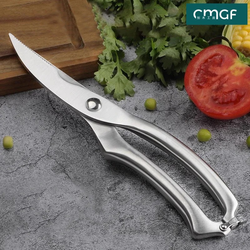 

Versatile strong chicken bone scissors Stainless steel kitchen all-steel hollow handle scissors Household fish killing scissors