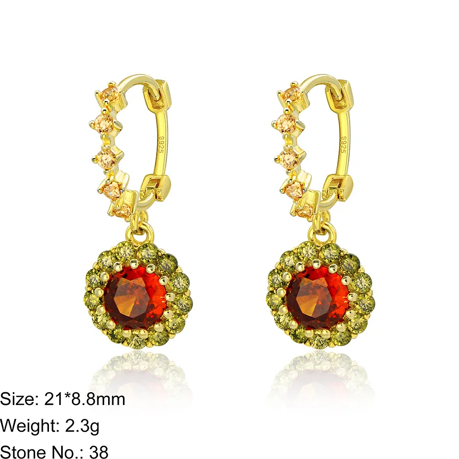 

925 Sterling silver Drop Earrings for Women Green Halo Cluster Huggie Earrings Luxury Party Wedding exquisite Jewelry Gifts