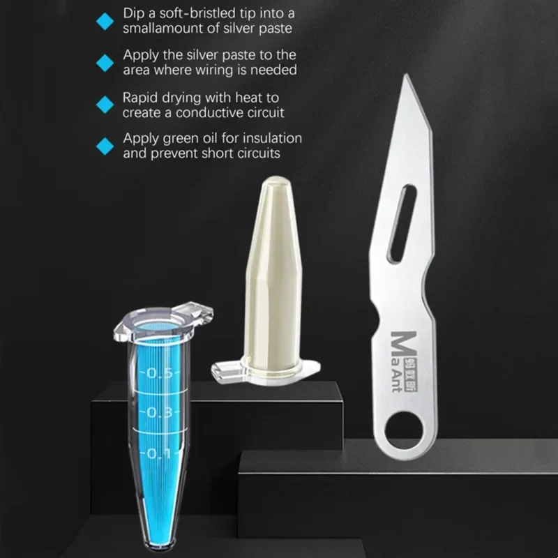 MaAnt M100 Flywire معجون نانو فضي موصل لشاشة الهاتف المحمول إصلاح الخط الأخضر/الأصفر معجون فضي منخفض المقاومة #3