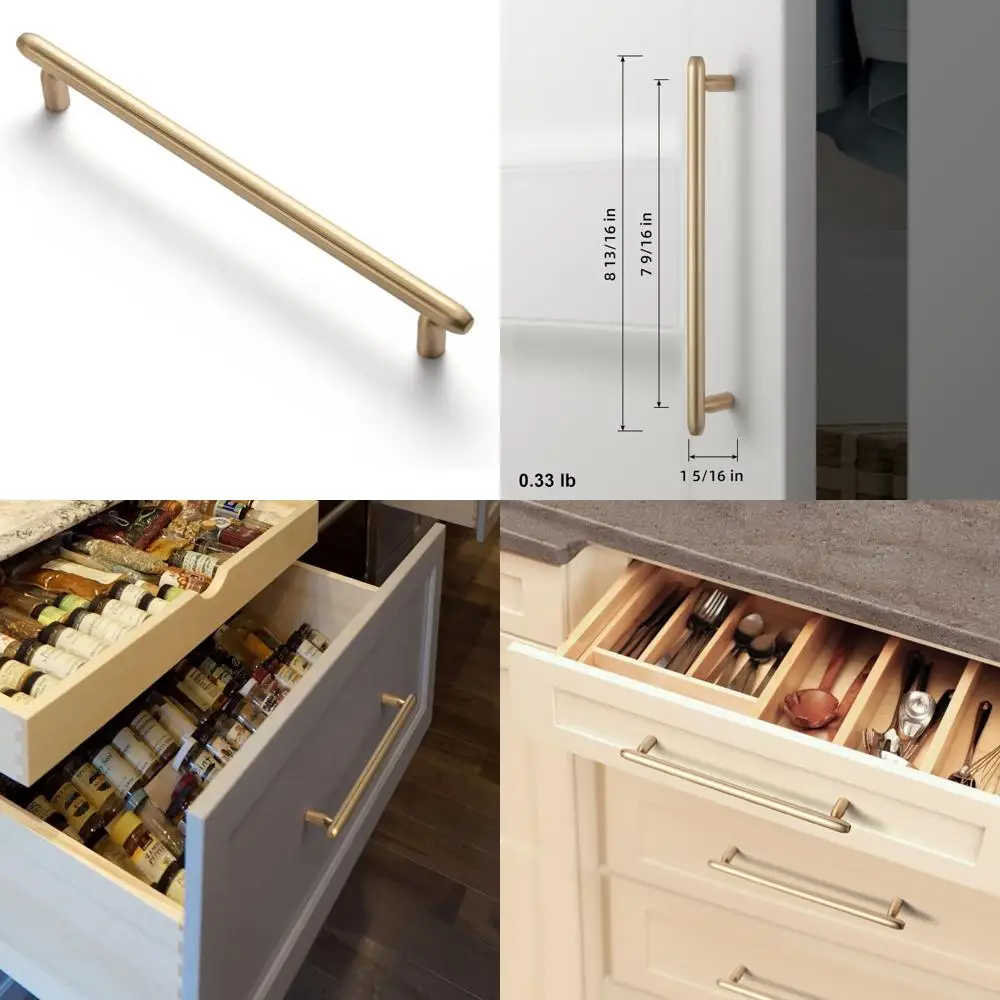 

Champagne Bronze Sleek 7-9/16 Inch Cylindrical Bar Pull - Modern Linear Design Cabinet Handle for Kitchen and Furniture