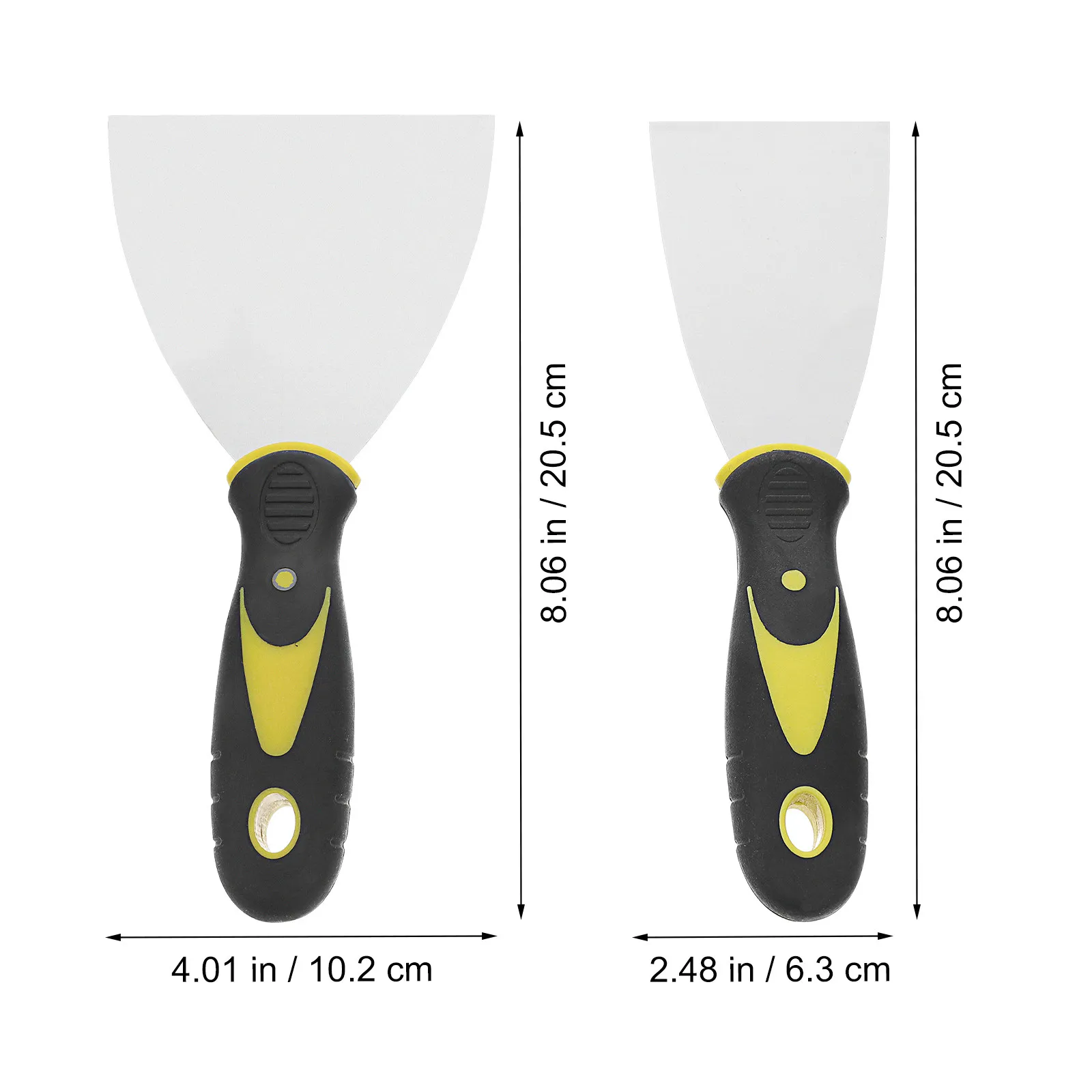 4Pcs Dual-Color Handle Putty Knife Set Stainless Steel Mirror-Polished Drywall Spatula for Wallpaper Scraping Plaster Patching
