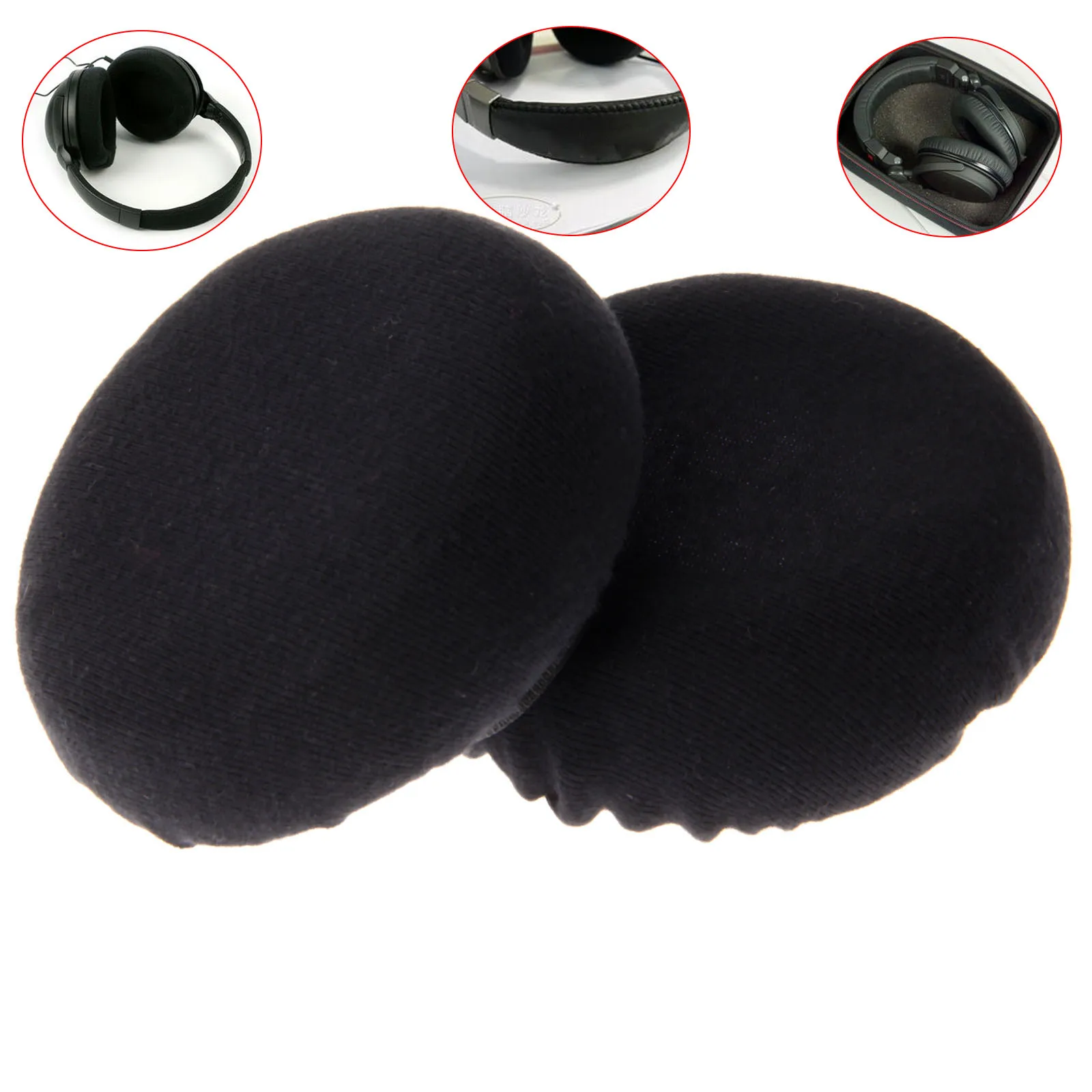 2 Pcs Reusable Headphone Replacement Washable Ear Cup Fabric Headset Ear Pad Dust Cover for 6-11cm Headphone Earpads Durable