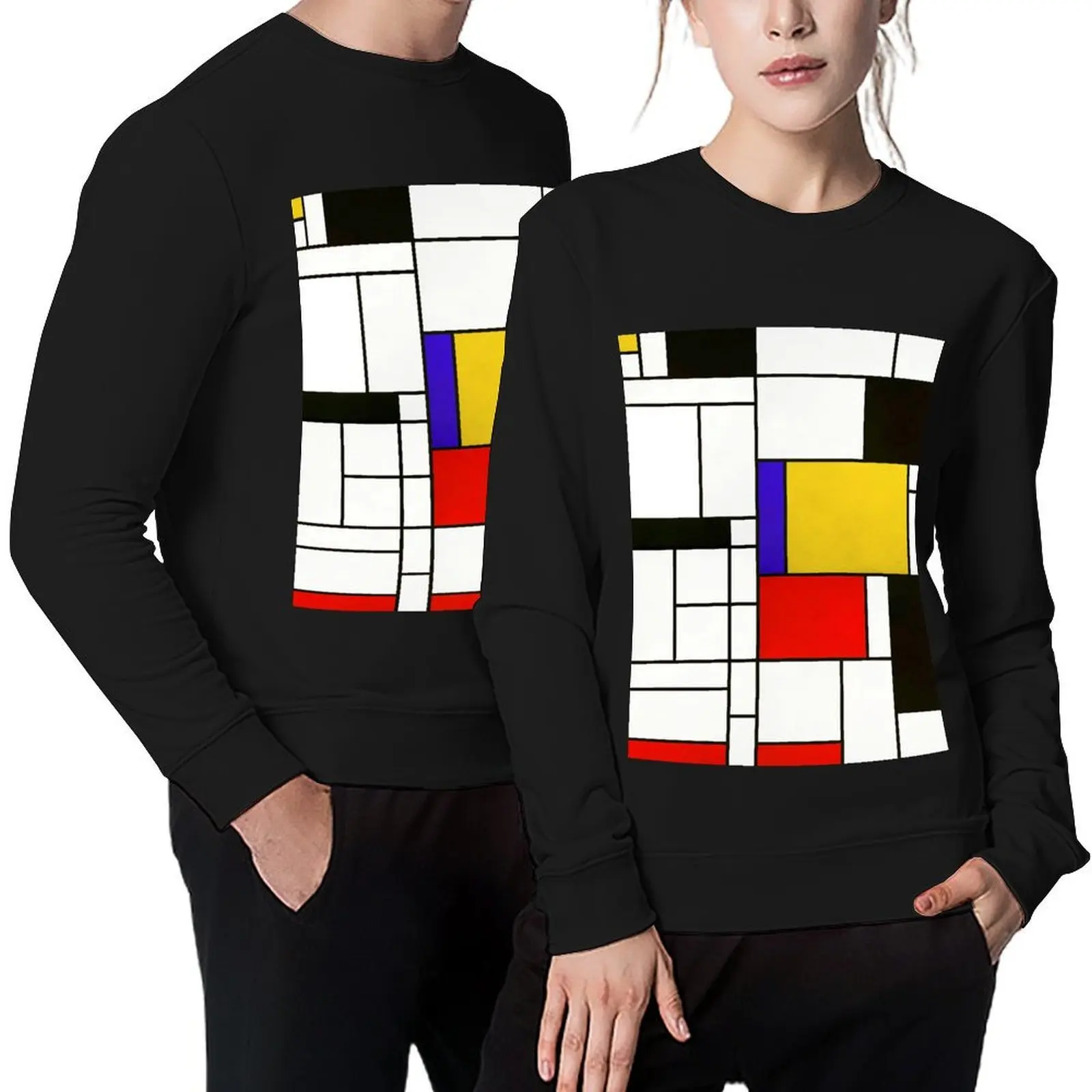 

Mondrian Style Abstract Art Pullover autumn blouse fashion men new hoodies and sweatshirts
