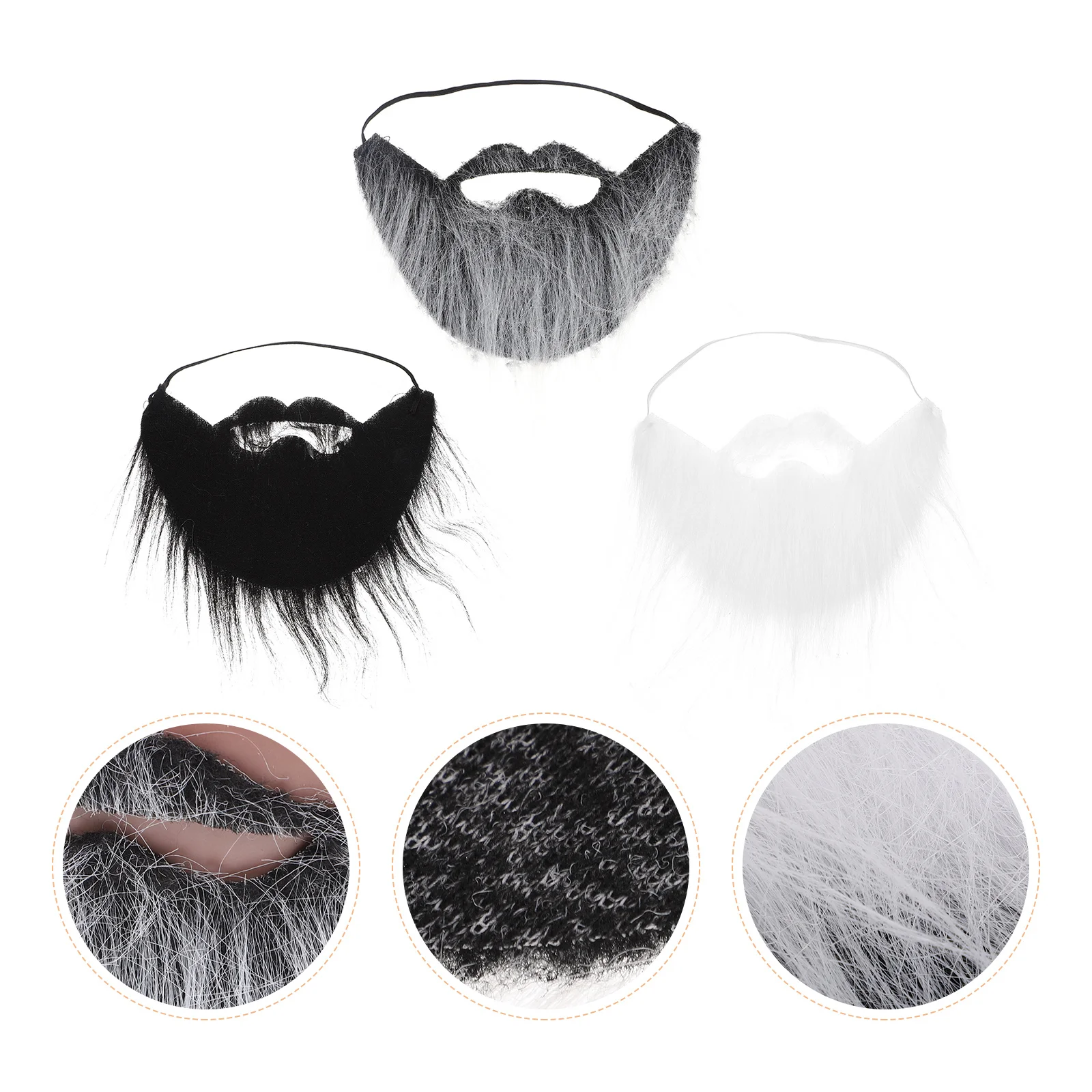 Disfraz de barba y bigote falso, 3 uds., fiesta de Halloween, Cosplay, cuerda elástica, suministros divertidos para el cabello Facial, artes y manualidades