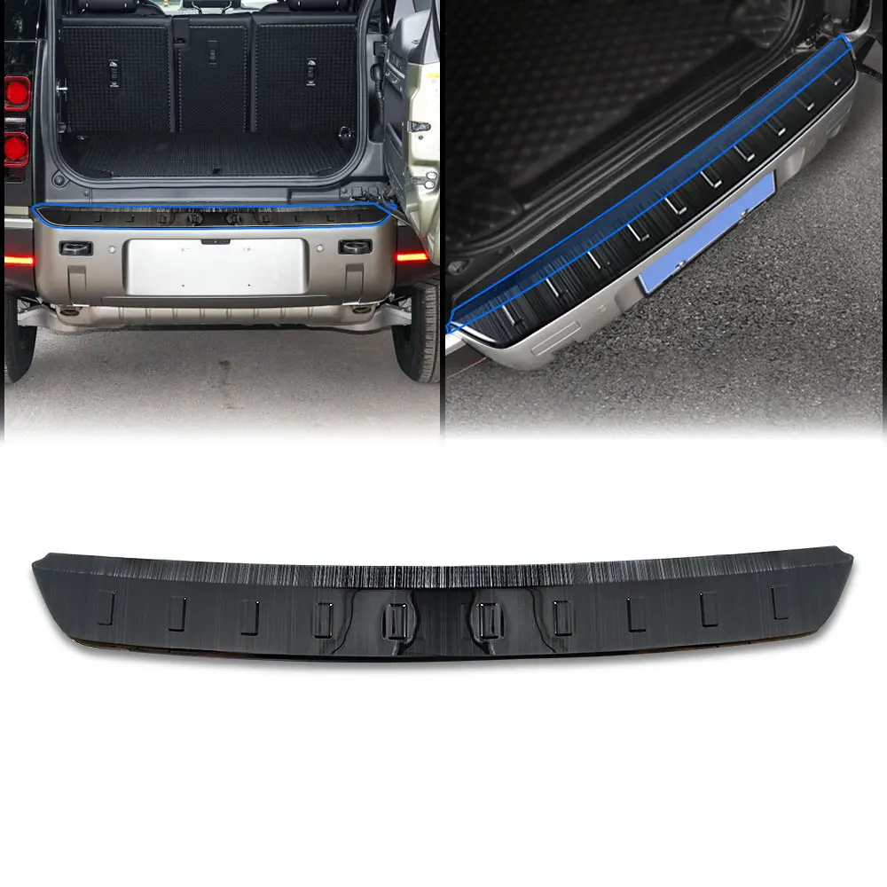 For Land Rover Defender 90 110 2020-2023 Stainless Steel Black/Silver Car Rear Bumper Plate Cover Trim Stickers Car Accessories