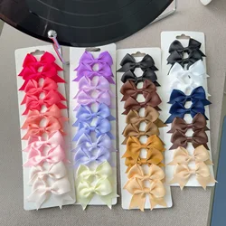 7 Styles 10Pcs/Set New Handmade Solid Hair Bows Grosgrain Ribbon Bowknot With Hair Clip For Baby Gift Girl Kids Hair Accessories