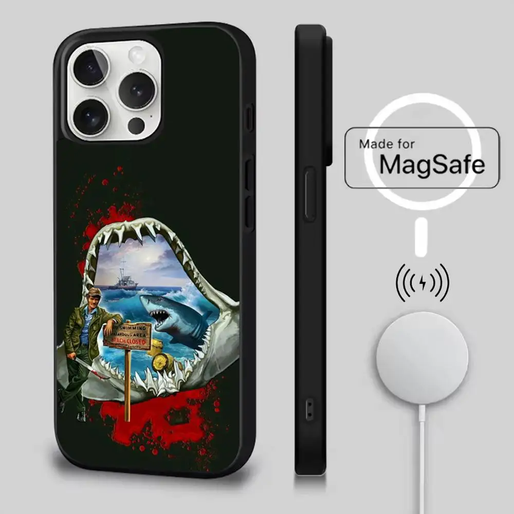 حافظة هاتف فيلم J-Jaws-es لهاتف iPhone 17,16,15,14,13,12,11,Pro,Max,Plus,Mini,SE4,E شحن لاسلكي مغناطيسي Magsafe