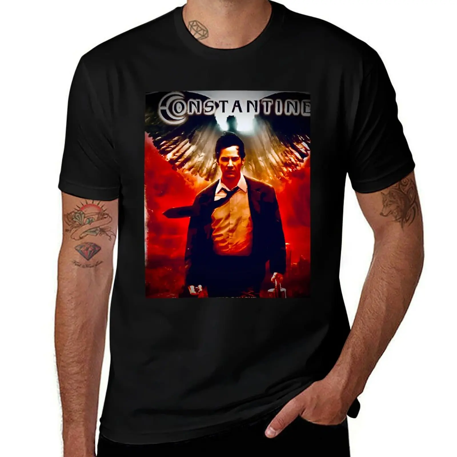 

Movie print Constantine T-Shirt Big Size Crew Neck T-Shirt