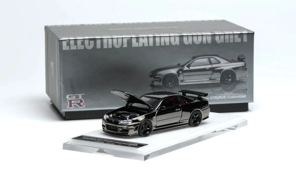 1:64 Skyline GT-R R34 Nismo Sunset Orange Alloy Die-cast Miniature