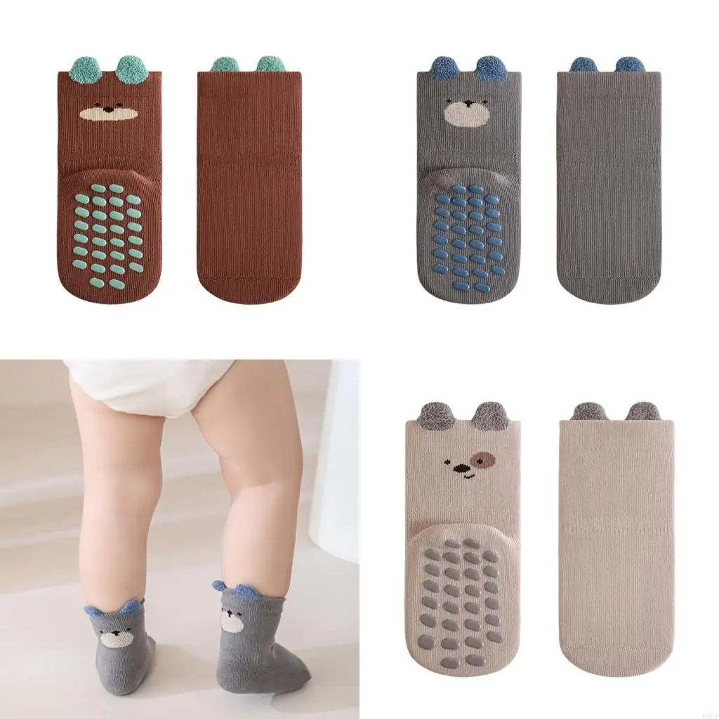 

K8GF Autumn Print Baby Walking Socks Nonslip Bottom Combed Cotton Comfortable