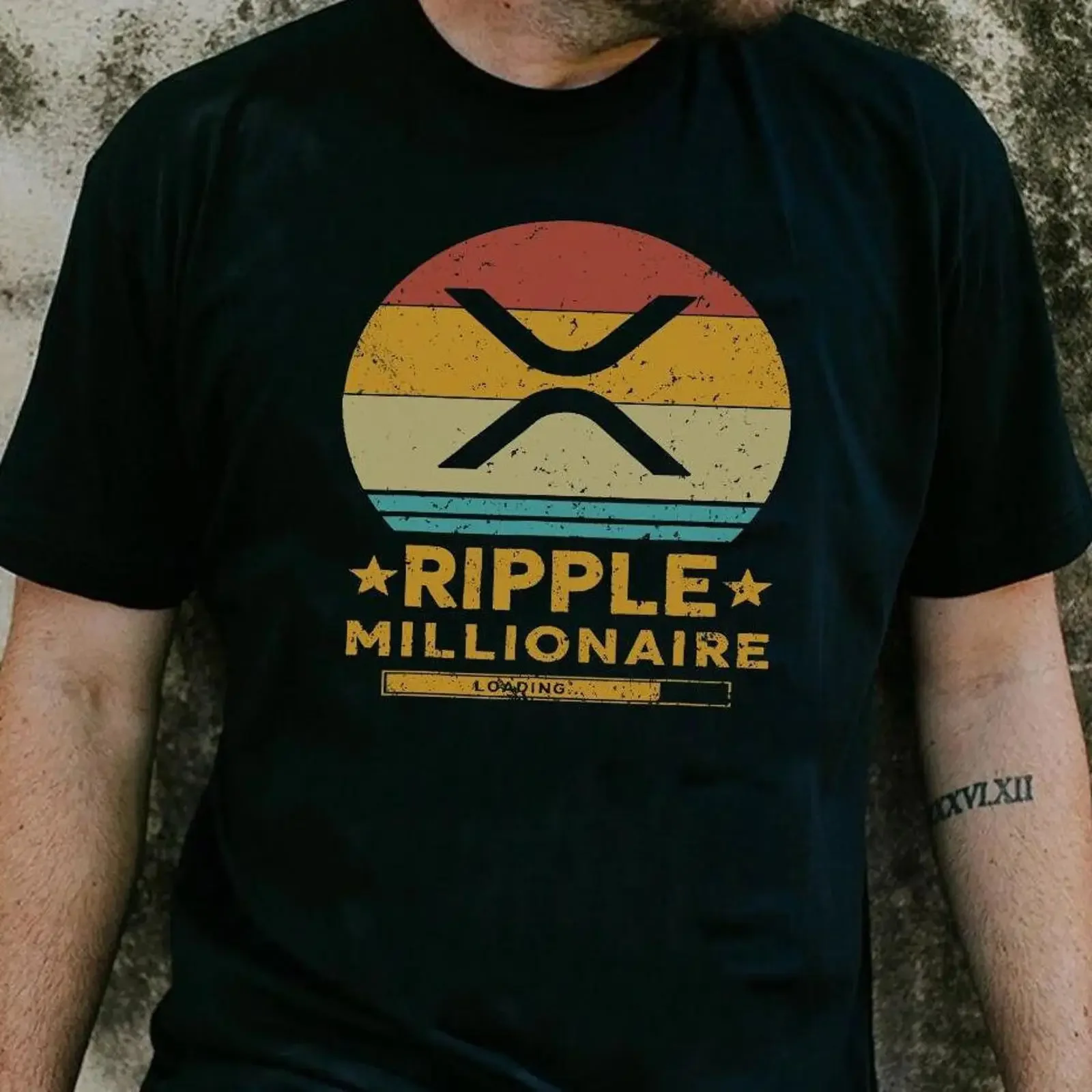 Vintage XRP Sunset Ripple Millionaire Loading Cryptocurrency GifT T Shirt For Crypto Enthusiast vintage Washed Breathable